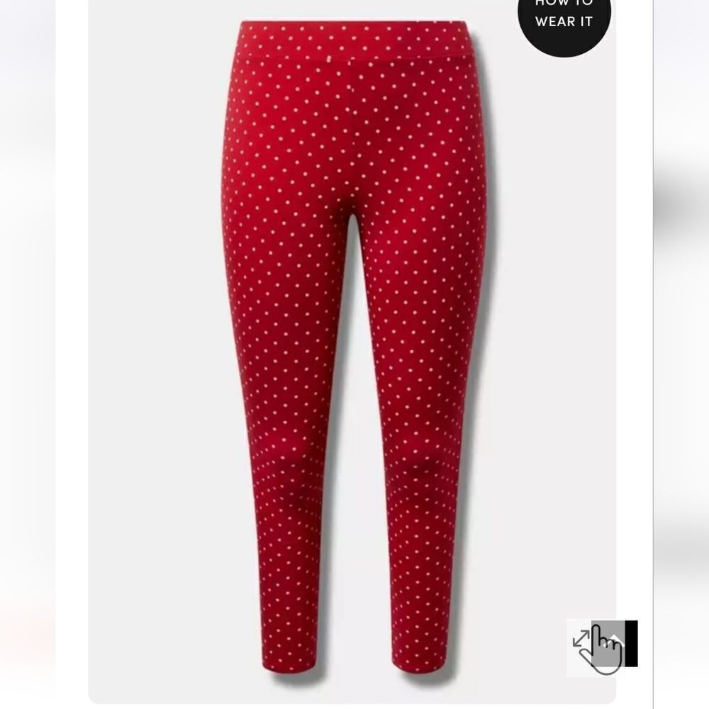 Torrid 1 Red and White Polka Dot full leggings - New - Picture 3 of 3